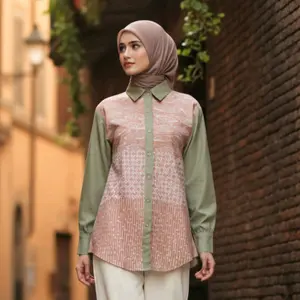 SAIARA NEW LILY SAGE KEMEJA BATIK KOMBINASI KATUN TOYOBO