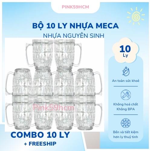 PINK59HCM Combo 10 Ly Nhựa Mica Dung Tích 450ml Trong Suốt Cao Cấp An Toàn Tiện Lợi Dùng Uống Trà Đá & Bia