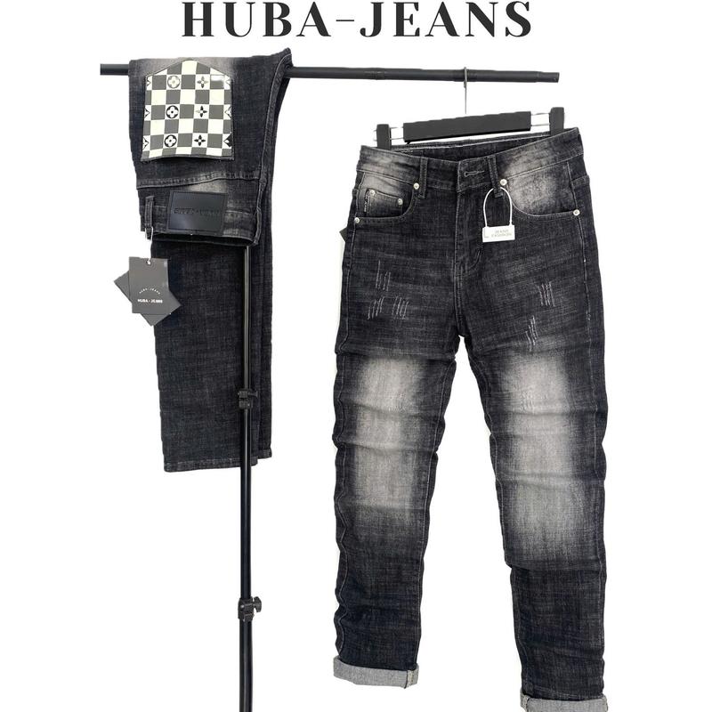  Quần jeans nam HUBA-JEANS dài PHOM ÔM ỐNG CÔN màu XANH ĐẬM ÁNH VÀNG RÊU rách Menswear Pants Có Túi Denim quầntàntật form slimfit  icon thông thường  có thể giặt máy quần Kem 