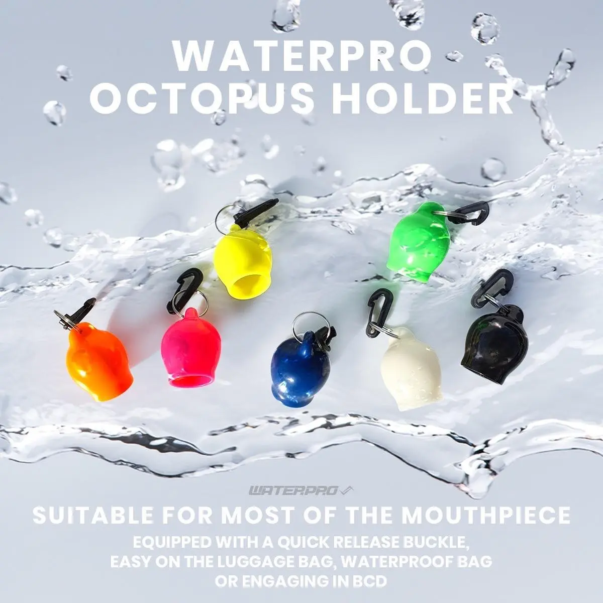 Water Pro Silicon Round Regulator Octopus Mouthpiece Cover Holder with Clip