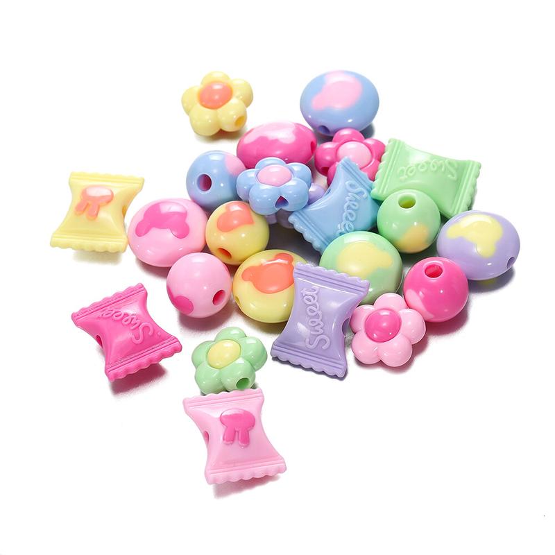 Hạt tròn phẳng Acrylic, St.kunkka, 5 cái, Hình dạng khác nhau, Màu hỗn hợp ngẫu nhiên, Được làm bằng vật liệu acrylic, Thích hợp cho vòng tay và vòng cổ đính cườm tự làm