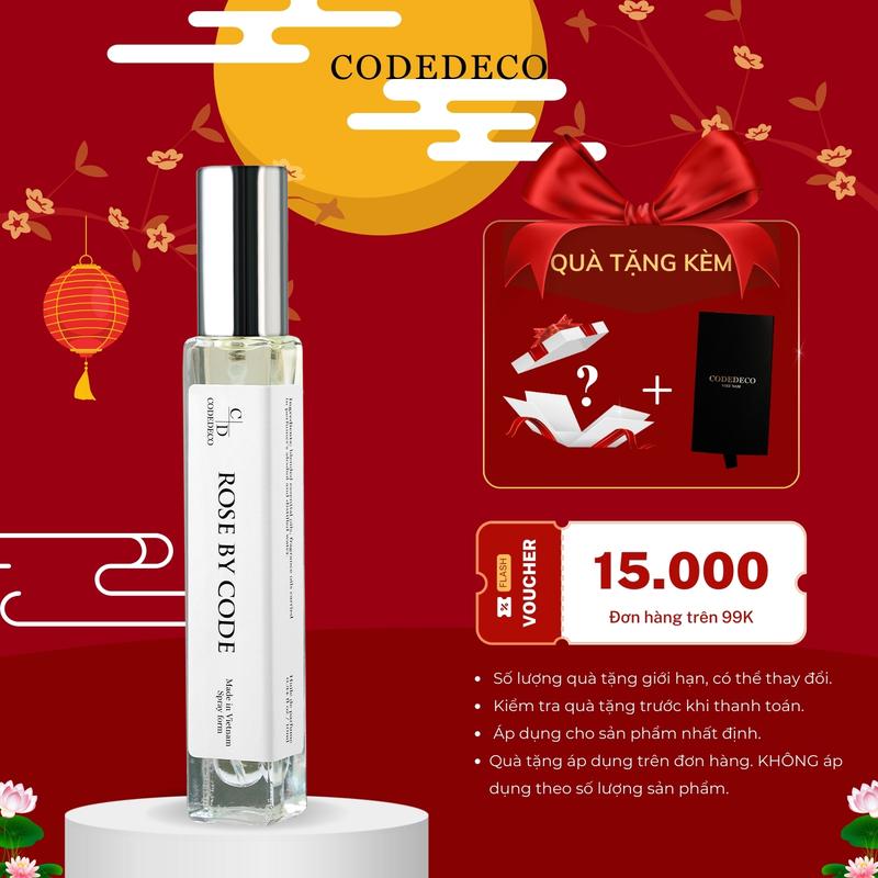 Tinh dầu nước hoa unisex CODEDECO Rose by Code 10ml dạng xịt Perfume Cosmetic