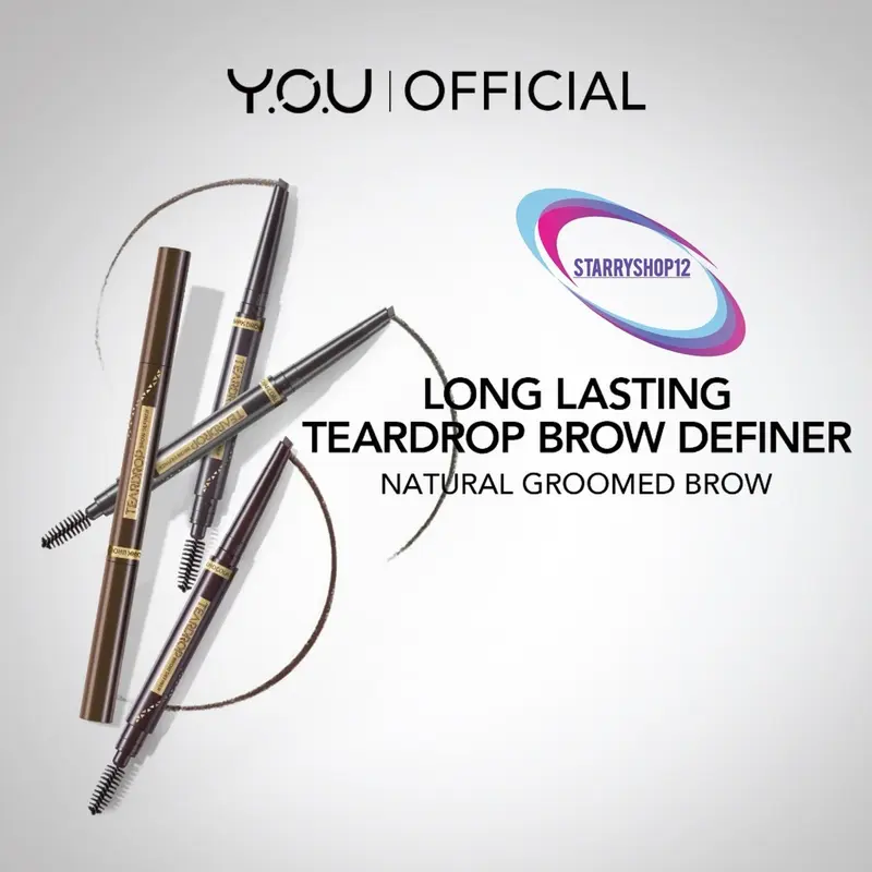 YOU Teardrop Brow Definer pensil alis waterproof pigmented tahan lama make up mata you Y.O.U tear drop TEARDROP BROW dark brown ash charcoal grey chocolate hitam coklat abu 5