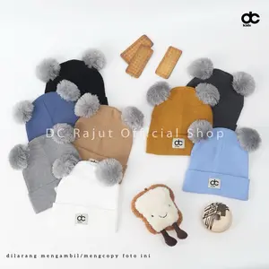 ( 0-3tahun )Dc kids kupluk anak pompom BENANG KATUN adem Bunda topianak
