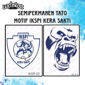 Semi Permanen Tato Motif Kepala Kera Sakti Logo IKSPI Pakem Tahan Sebulan Temporary Tatto