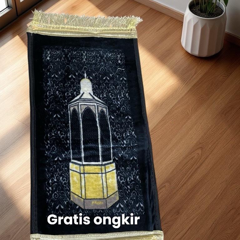 Sejadah Muslim Anti Slip Tebal Embos Motif Kotak Haji - Nyaman - Sajadah, Turki Mini Traveling Umroh Tipis Pouch 7
