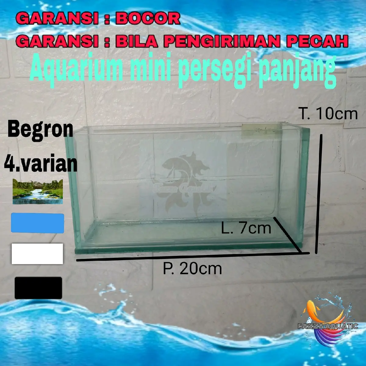 Aquarium ukuran 20x7x10 kaca  akuarium kaca tebal 5 ml