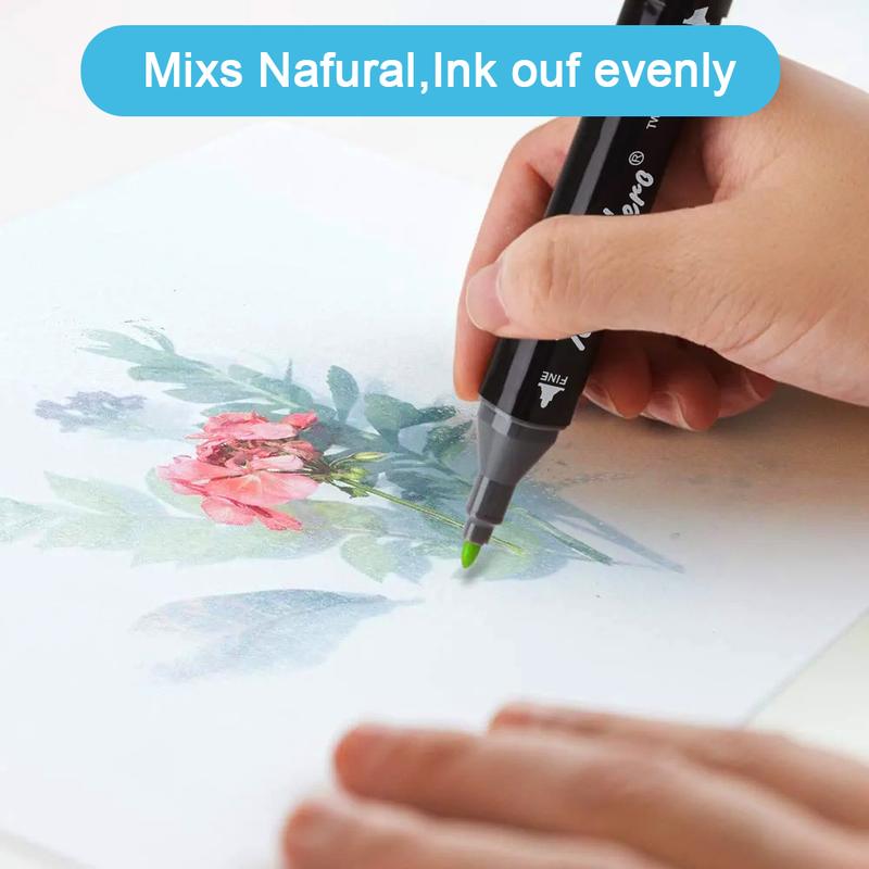 24 Colors Markers Dual Brush Pens Marker Double Tipped Round + Chisel Tips Sketch Art Drawing Markers for Artist Kids Adults Books Card Coloring Sketching 5