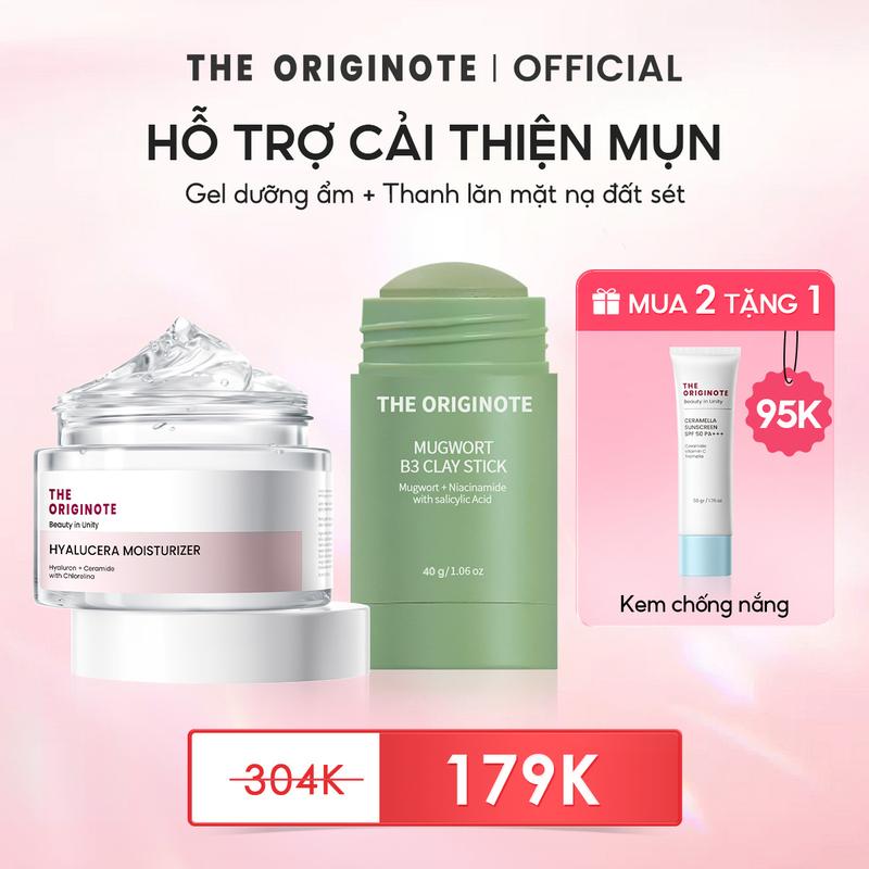 [MUA 2 TẶNG 1] Combo Gel dưỡng ẩm và Thanh Lăn Mặt Nạ Đất Sét The Originote dưỡng da mặt làm dịu da Tặng Kem chống nắng