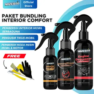 Mizuoto Paket Interior Comfort – Pembersih Interior Mobil (INTERIOR DETAILER) + Pengusir Tikus Mobil (MOUSEBLOCK) + Pembersih Mesin (ENGINE DEGREASE) + Alat Detailing Lengkap Interior & Mesin - GMV