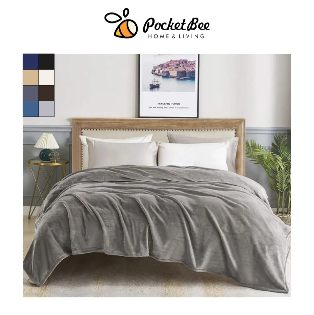 Pocketbee Fleece Blanket Soft Plush Thicker Fleece for Bed & Sofa Throw Blanket 8 Colors Luxury & Super Cozy