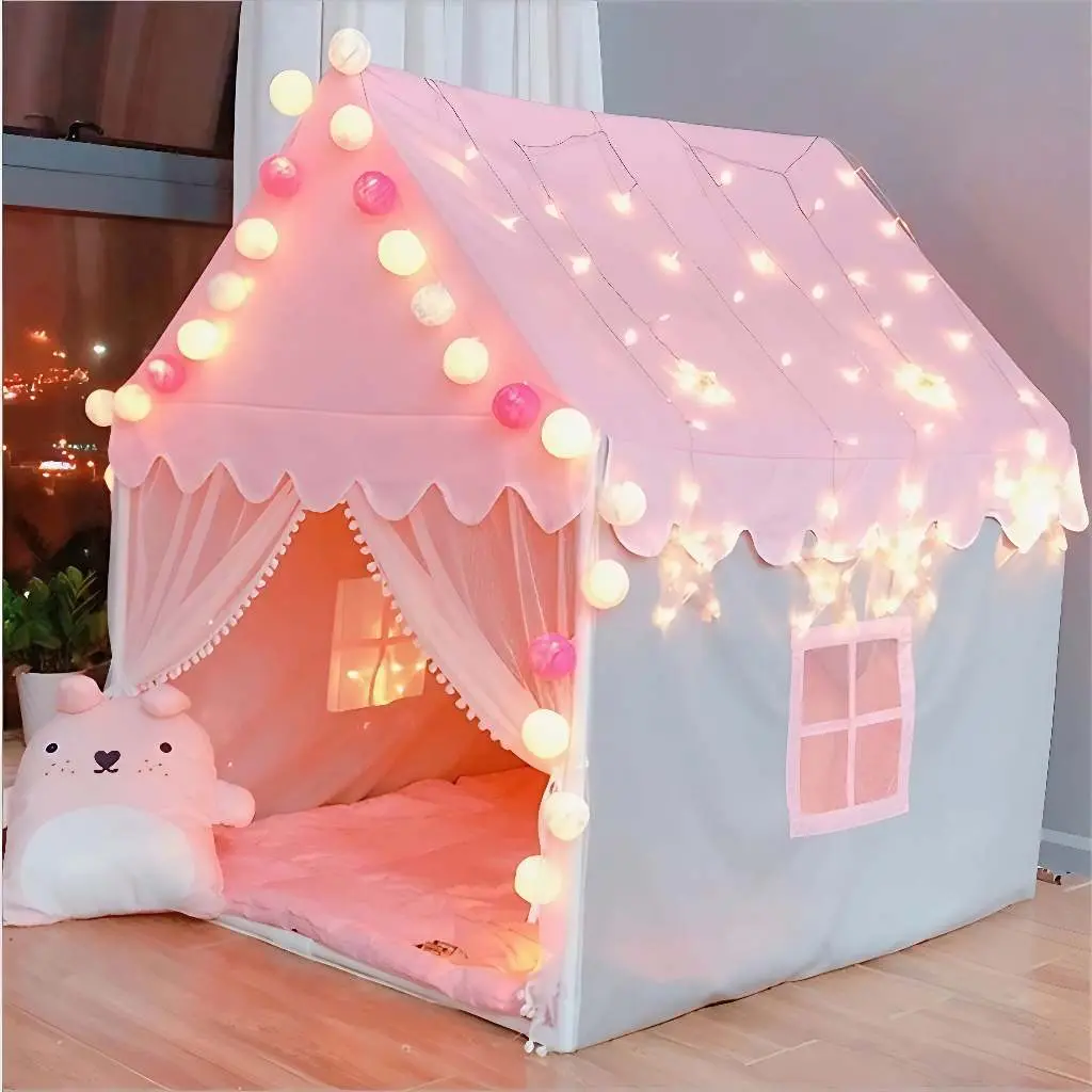 Mainan Tenda Anak Perempuan dalam ruangan Tenda Anak besar Tenda Princess 140 x 100 x 125 Tenda Bermain Indoor Outdoor