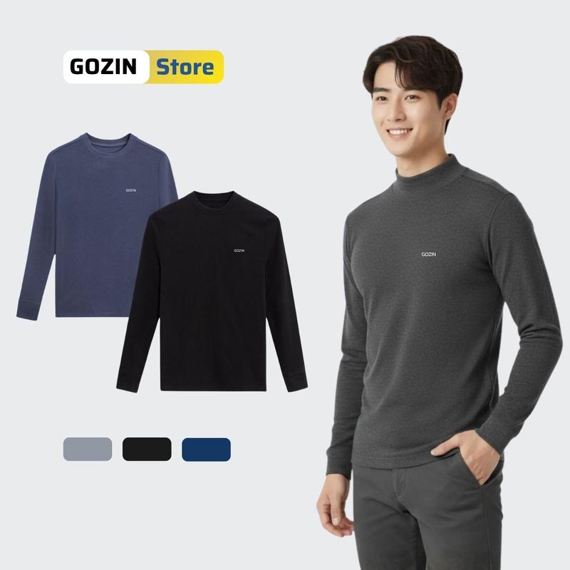  Áo giữ nhiệt nam GOZIN STORE co dãn dài tay thu đông có cổ cao chất liệu nỉ cao cấp ấm áp Menswear 