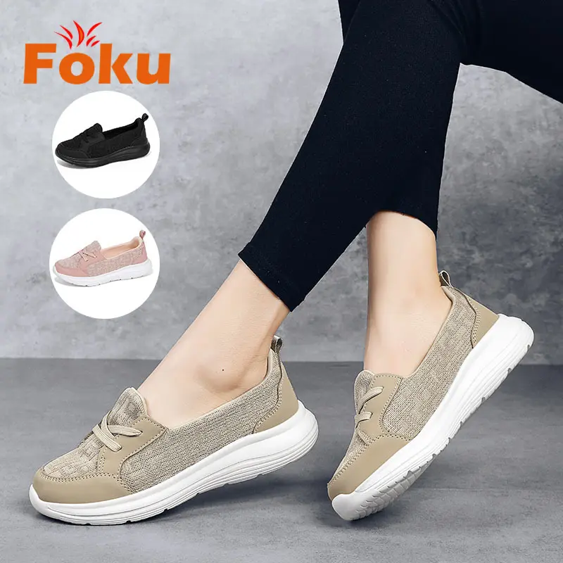 FOKU Sepatu Wanita Sepatu Sneakers Wanita Kasual Sepatu Slip on Wanita Terbaru