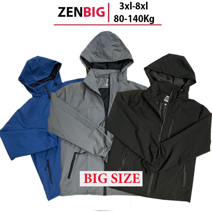 Áo khoác gió nam thu đông big size nhà Zenbig áo khoắc big size dành cho người mập người béo từ 70-140kg 3xl-8xl Menswear Tay Dài Jacket Đen aokhoac nam áo gió