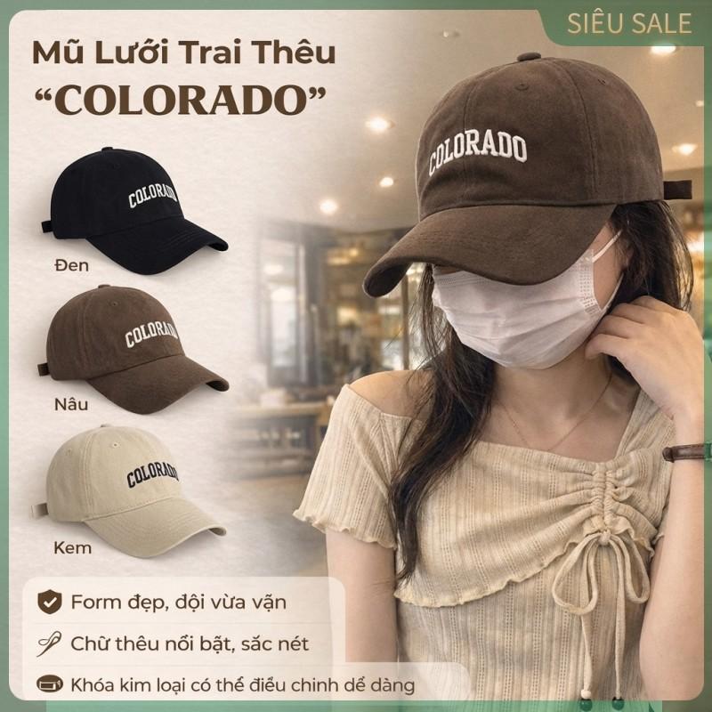 𝓱𝓸𝓽 Mũ lưỡi trai nam nữ thêu chữ Colorado phong cách casual, quai điều chỉnh size chắc chắn tiện lợi