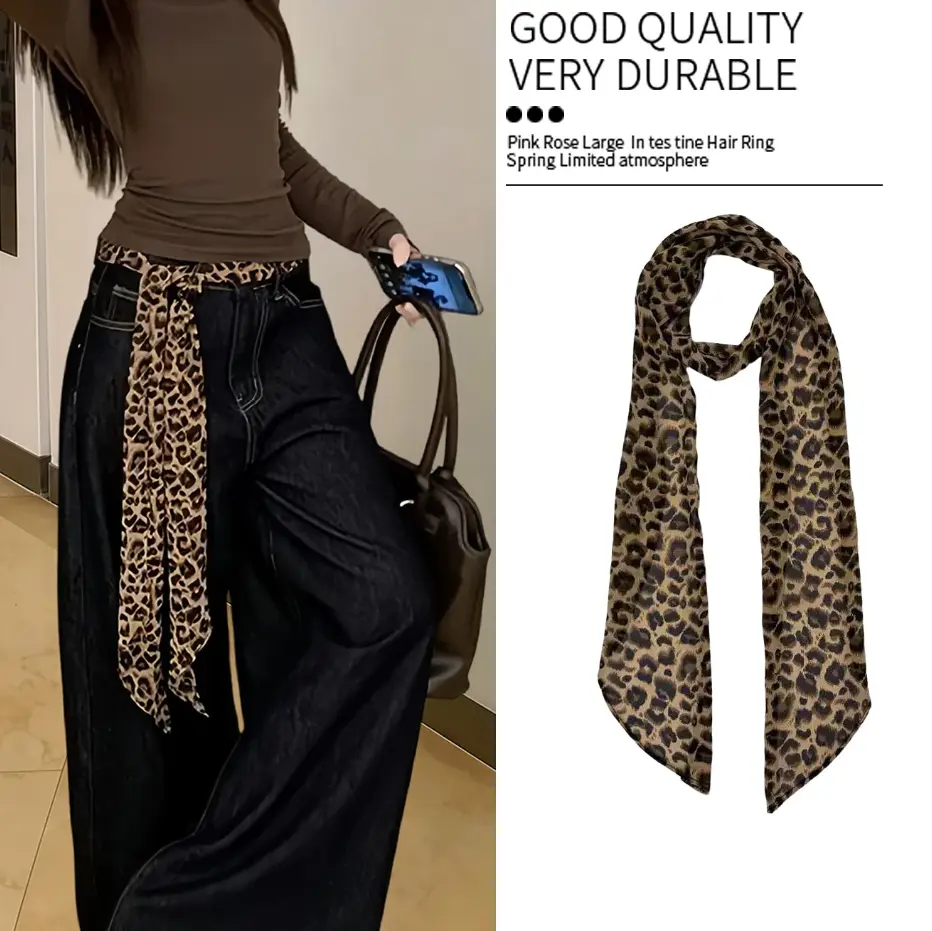 【GoTopper】COD Belt Wanita Gaya Amerika Hot Girl Retro Sabuk Niche Perempuan Panjang Leopard Cetak