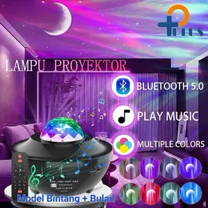 Lampu Proyetor Aurora Dengan Speaker Langit Malam Bulan Bintang 2 IN1 Lampu Starry Projector Light Lampu Tidur / Lampu Tidur Proyektor Aurora / lampu dekorasi ruangan live / Starry proyektor  kamar aesthetic / Lampu Proyektor untuk Pesta