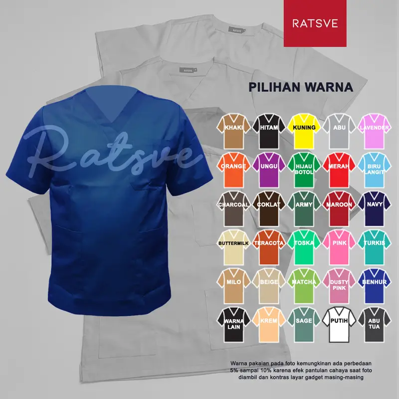 Atasan Baju Jaga Perawat Lengan Pendek / Baju OK - WARNA 1 - Scrub Dokter Ratsve [BAJU SAJA] 8