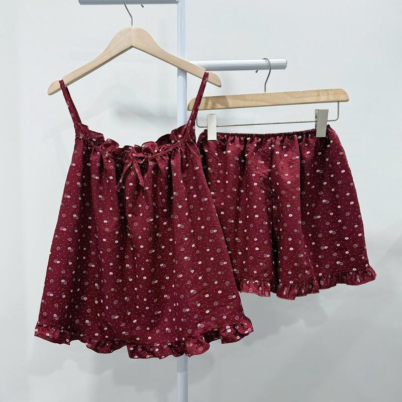 Vải Cotton Hàn bộ ngủ hai dây Áo Ngủ Quần Ngủ nhiều hoạ tiết dễ thương Nữ