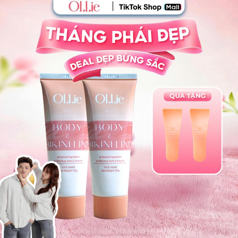 [LẺ_KHÔNG DƯỠNG]_KTL820 COMBO 2 OLLIE Kem Tẩy Lông Body Nam Nữ, Hỗ Trợ Tẩy Lông Nhanh Chóng Tặng 2 Que Gạt tay wax long vung kin bkn kemtaylong