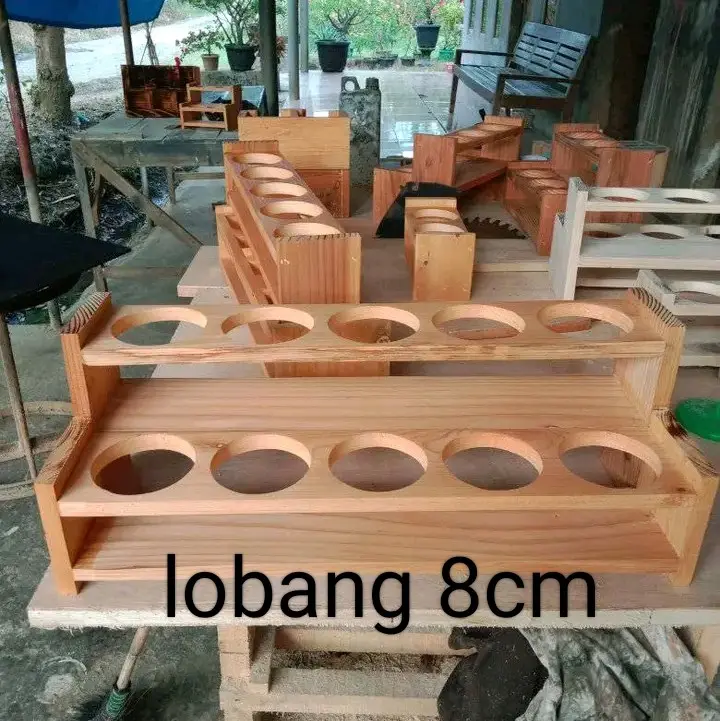 rak botol  minyak diamtr 8cm / 750ml Kayu Oil Kitchenware 5