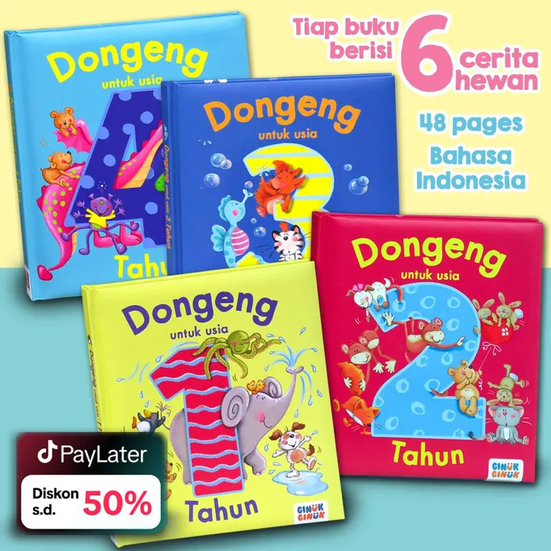 Buku Cerita Dongeng untuk Anak usia 1, 2, 3, 4 Tahun (tiap buku isi 6 cerita - Bahasa Indonesia)
