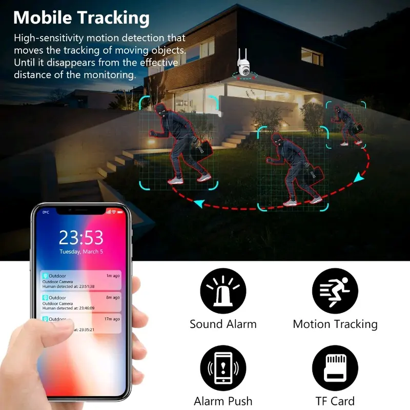 V380 PRO CCTV Smart Wifi Kamera Jarak Jauh Full HD PTZ View 360°  Autio Tracking Connect 6