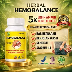 HEMOBALANCE HERBAL AMBEIEN, WASIR, HEMOROID, SEMBELIT,  BPOM ORIGINAL 100%