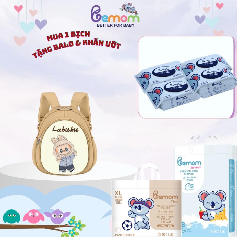 [ KOL] Combo 1 bịch tã Bemom Plus Hàn Quốc mỏng nhẹ, thấm hút tốt cho bé