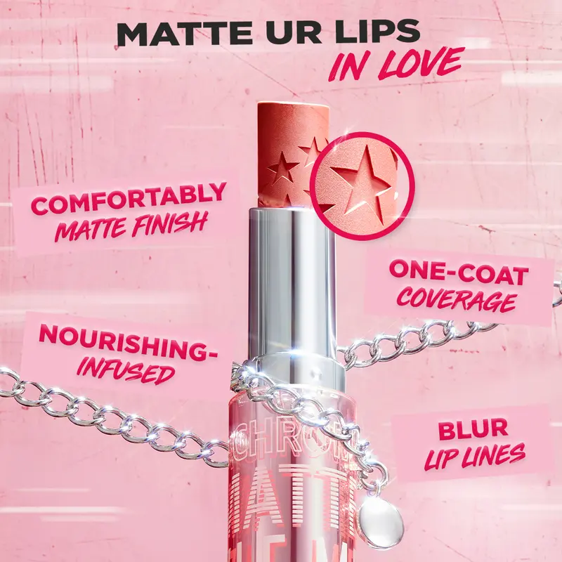 DAZZLE ME Color Chrome Lip Matte Matte Lipstick dengan hasil akhir Matte dengan tekstur Powdery dengan Stain Tahan Lama dan Melembabkan Bibir 2