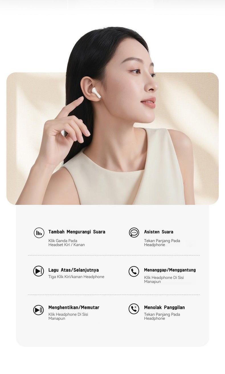 [COD] Yincoree [J16] Earphone Bluetooth 6.0 TWS - Reduksi Kebisingan Hybrid -48dB, 6-MIC ENC, 24 Jam Baterai, Latensi Rendah 0.04s, Audio 360° - Headset Nirkabel Kulit Gading untuk Gaming & Kerja In Ear Peredam Mikrofon Bawaan