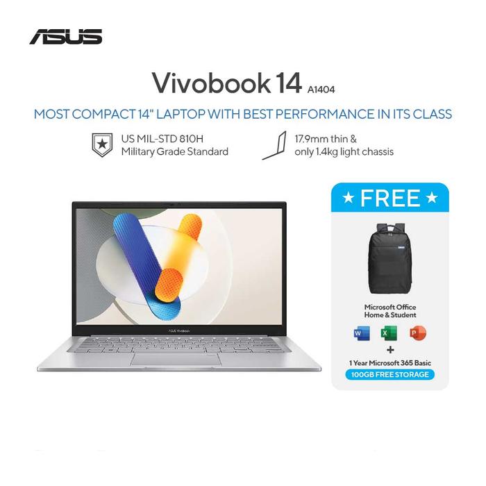 Gambar Asus Vivobook 14 A1404VAP VIPS [Core 5 120U|SSD 512GB|RAM 8GB|Win11|OHS24+365] dari megacom.id Kota Administrasi Jakarta Pusat Tokopedia