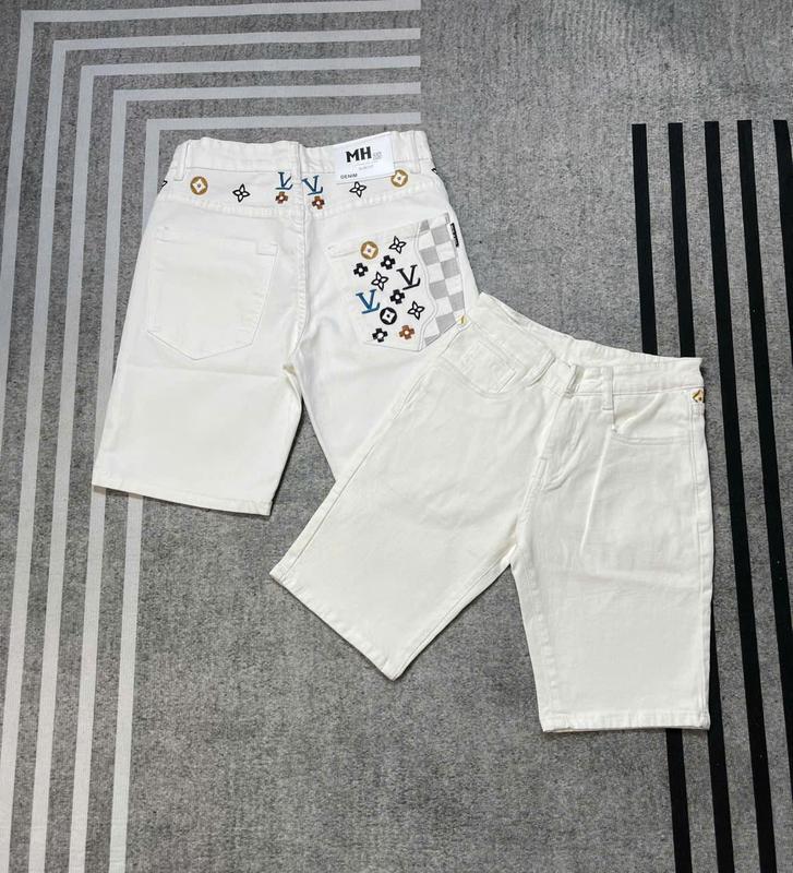 Quần short jean nam trắng phối họa tiết thêu sắc nét trẻ trung ,co giãn phong cách thời trang hottrend
