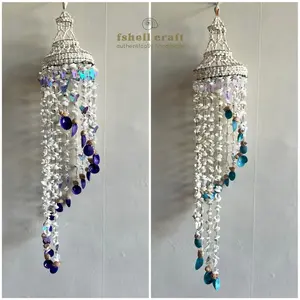 KAP LAMPU KERAJINAN KERANG LAUT Ukuran 20x70cm Dekorasi Dinding Unik dengan Kerang Laut