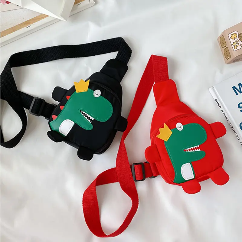 Túi Đeo Ngực Khủng Long, Cho Trẻ Em, Làm Bằng Vải Oxford, Dây Đai Nịt Cho Em Bé, Thích Hợp Cho Du Lịch Ngoài Trời, Ba Lô, Thiết Kế Hoạt Hình, Unisex, Túi Đeo Chéo Cho Bé 1