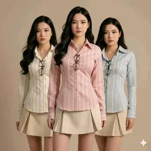 Terbaru MONEY fitted shirt kemeja slimfit stripe wanita katun salur karet / wispie / kemeja wanita / kemeja salur / kemeja / kemeja pas body / kemeja viral