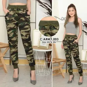 CELANA LEGGING ARMY PANJANG JOGGER TRAINING WANITA CELANA SPORT SENAM STRECH