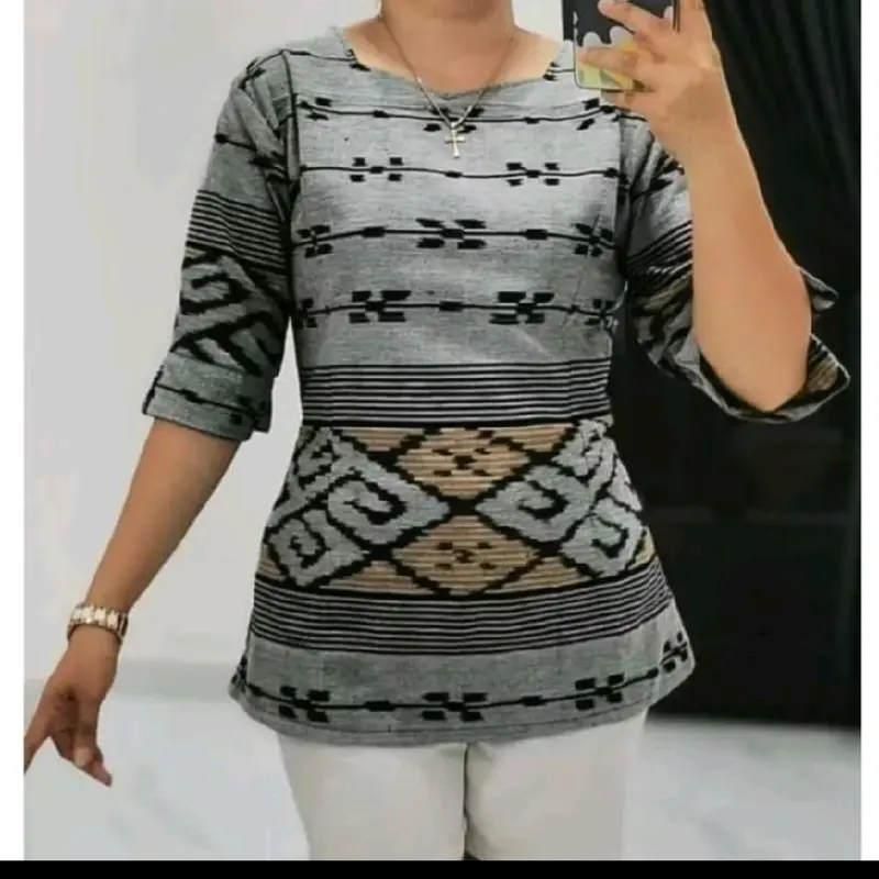 BLUS TENUN ETNIK MOTIF PREMIUM SALUR Atasan Baju Wanita 0