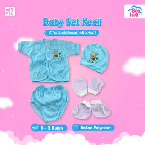 Boohati - Cico Miko - Set Baju Bayi Biru 0-3 Bulan | Atasan Bawahan New Born Isi 5 pcs | Bahan Poly Katun