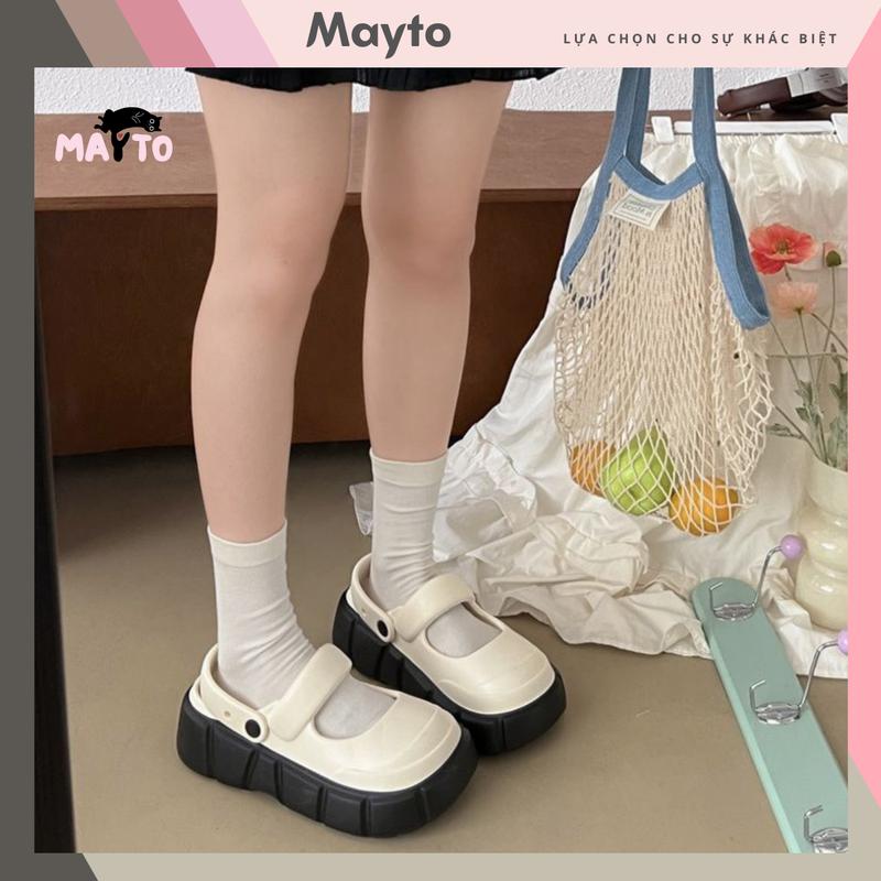  Dép sục nữ đế cao 5 cm form Mary Jane Trơn Basic Mayto kiểu sandal quai hậu CS-176 