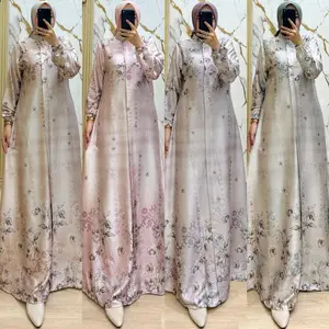 Promo Guncang Chandra - Dress Premium Silk Wanita Muslimah Motif Cantik Gamis Remaja Dewasa Syari Kondangan Lebaran Mewah Lembut Resleting Depan Pesta Maxi Pasti Promo