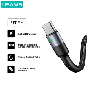 USAMS U26 Kabel Data Type C Fast Charging 3A LED Indikator