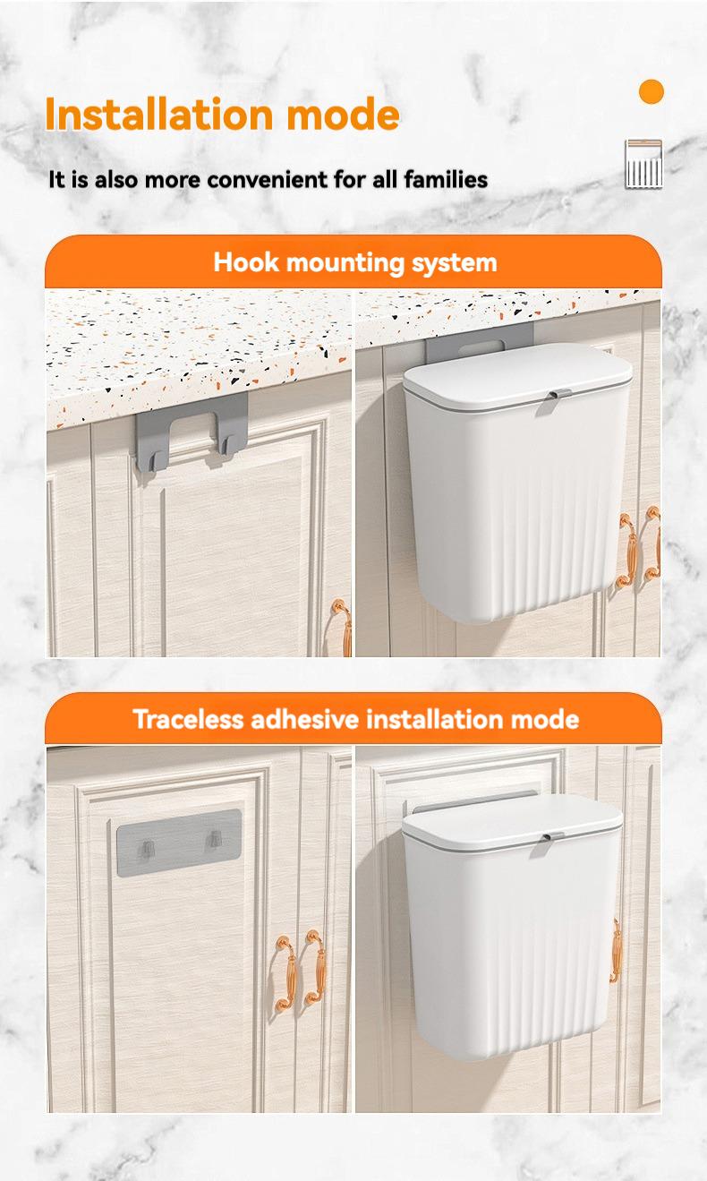 Product Introduction of SG New Design Wall-Mounted F Kitchen Bathroom Large Capacity rubbish bin rubbish bag trash bin dust bin with lid 9
