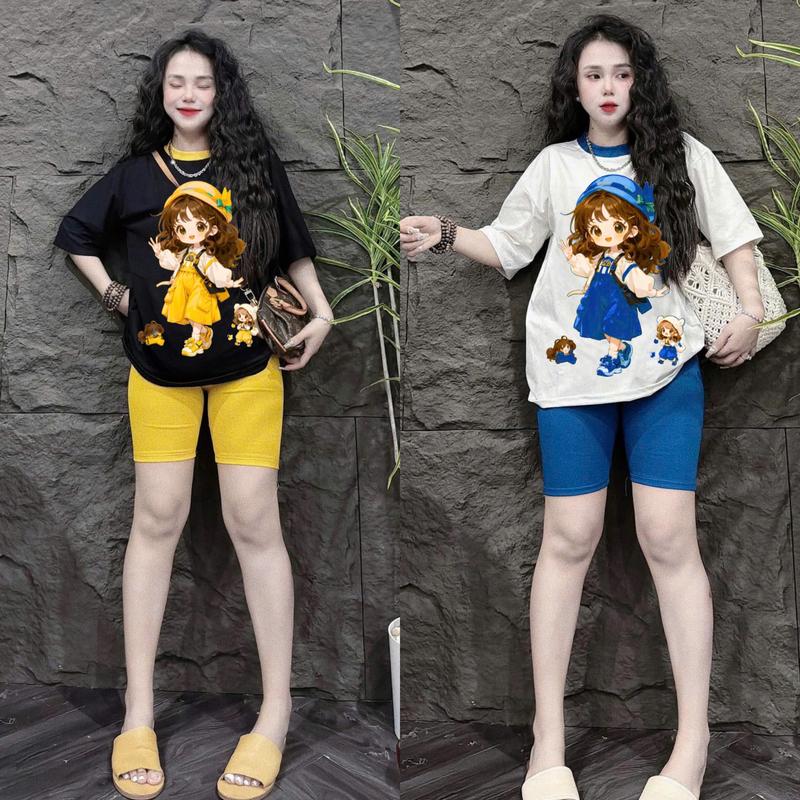  Set Đồ Bộ 'THUN TĂM LẠNH' Nữ QBN Quần Lửng In BABY MẶC YẾM  BIGSIZE 45-85KG  