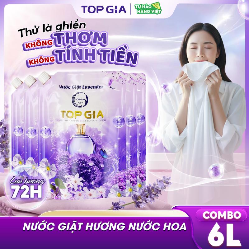[MUA 3 TẶNG 3] - Combo 3 Túi Nước giặt xả TopGia hương Lavender Tặng 3 Túi Nước Giặt Xả Hoa Hồng - Nước giặt xả quần áo làm sạch, ngừa khuẩn, làm mềm vải và lưu hương dài lâu (1L) nuoc giat nth [SẢN XUẤT TẠI VIỆT NAM]