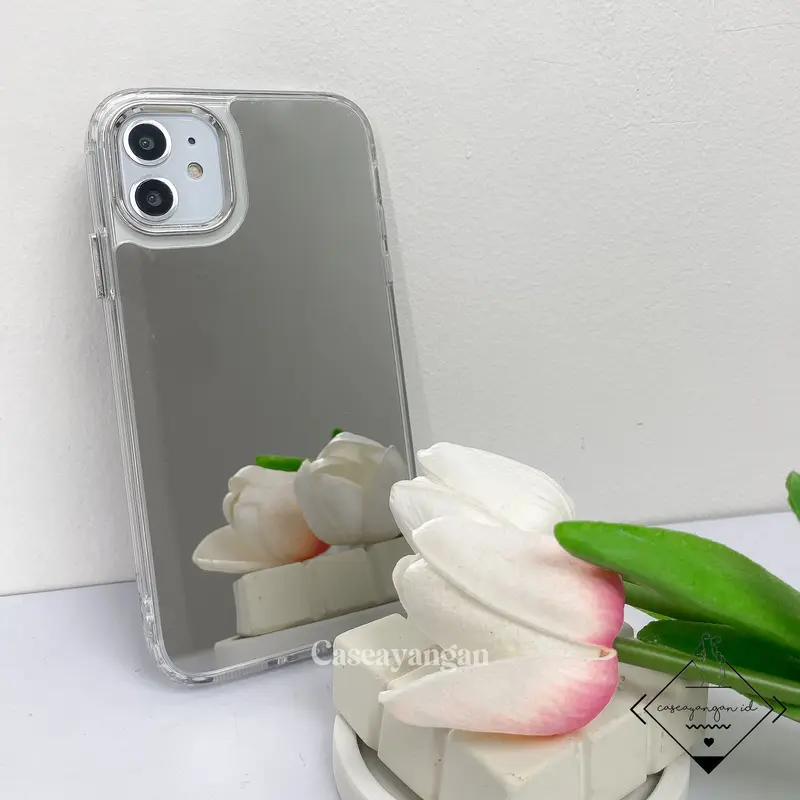 Clear Mirror Case For IP (7 - 15) 7 8 SE 2020 2022 PLUS X XS XR 11 12 13 14 15 PRO MAX Casing Lucu Silver Casing Hologram 3