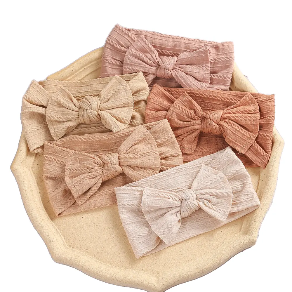 Solid Color Bow Baby Headband Comfortable Soft Elastic Nylon Newborn Infant Hair Band Hair Accessories