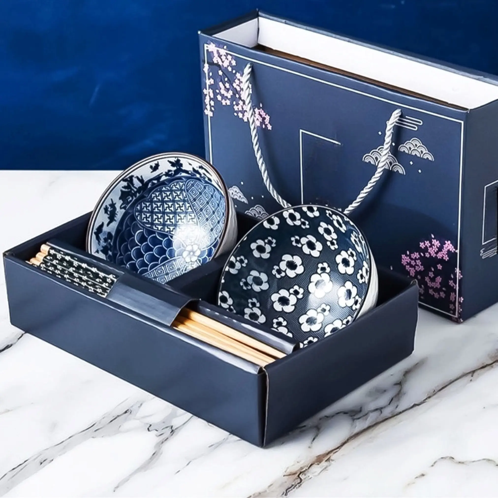 AVELINE Mangkok Set Peralatan Makan Souvenir Keramik Japanese Wedding Gift Box Hampers Mangkuk Hampers Hadiah Kado Parcel Kitchenware