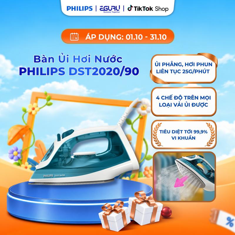 Bàn ủi hơi nước Philips DST2020/90 | Làm nóng trong 30S | 4 chế độ hơi phun | Chức năng tự động ngắt điện
